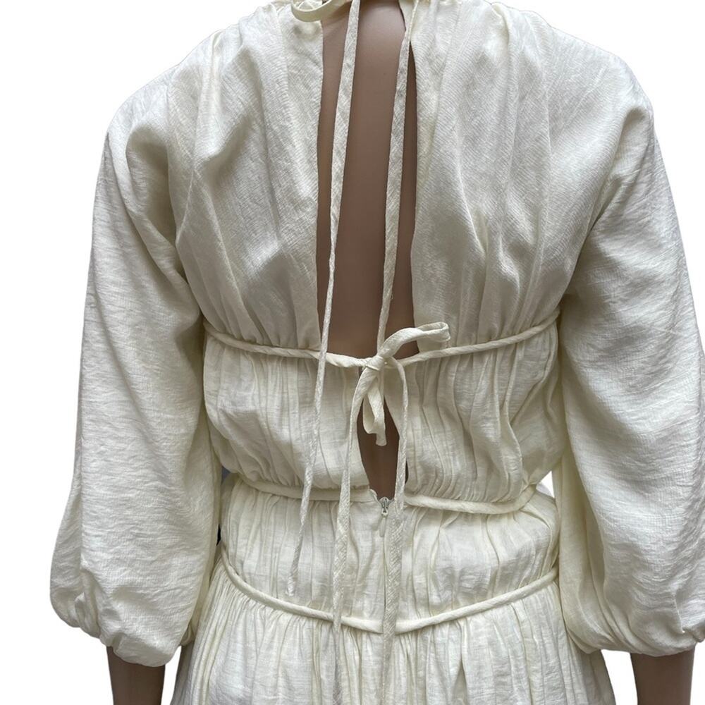 NWT ASOS EDITION Smock Peasant Midi Dress Womens O Cream - Picture 4 of 16